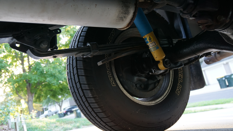Old leaf springs are all that secure the rear axle to the truck’s frame.
